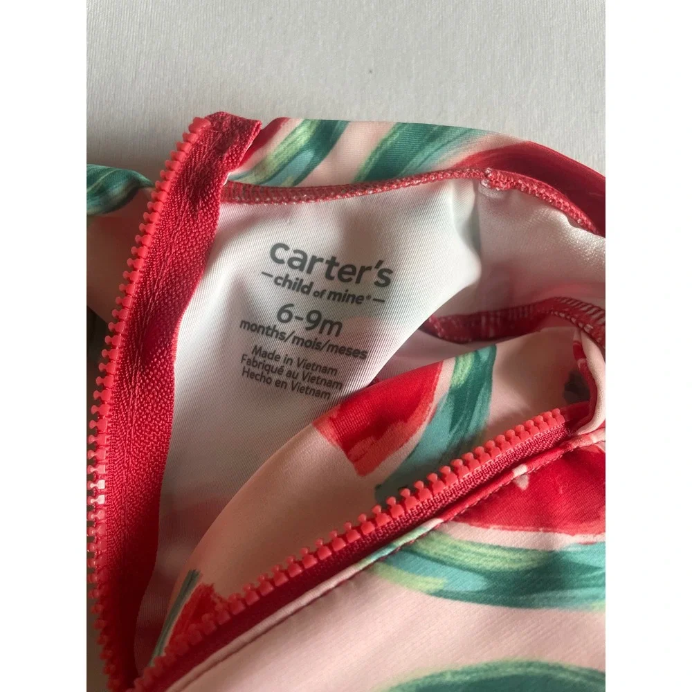 Carter's Child of Mine Baby Girl Watermelon Rash Guard Swimsuit 6-9M NWT Pink